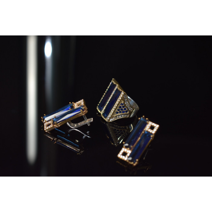 Sky Jewelry Серебряный набор с Синим камнем Алпанит