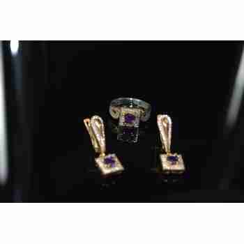 Sky Jewelry Серебряный комплект 925 пробы с камнями Танзанит