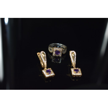 Sky Jewelry Серебряный комплект 925 пробы с камнями Танзанит