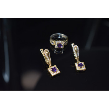 Sky Jewelry Серебряный комплект 925 пробы с камнями Танзанит