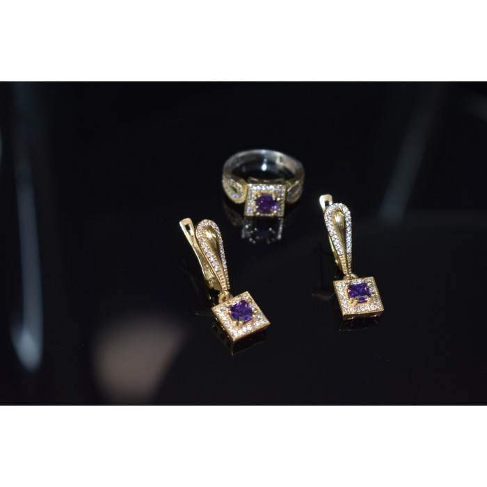 Sky Jewelry Серебряный комплект 925 пробы с камнями Танзанит