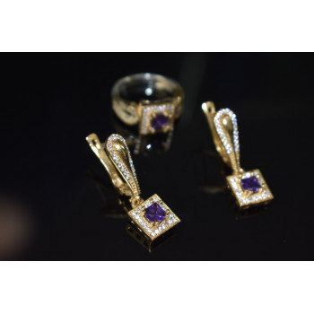 Sky Jewelry Серебряный комплект 925 пробы с камнями Танзанит