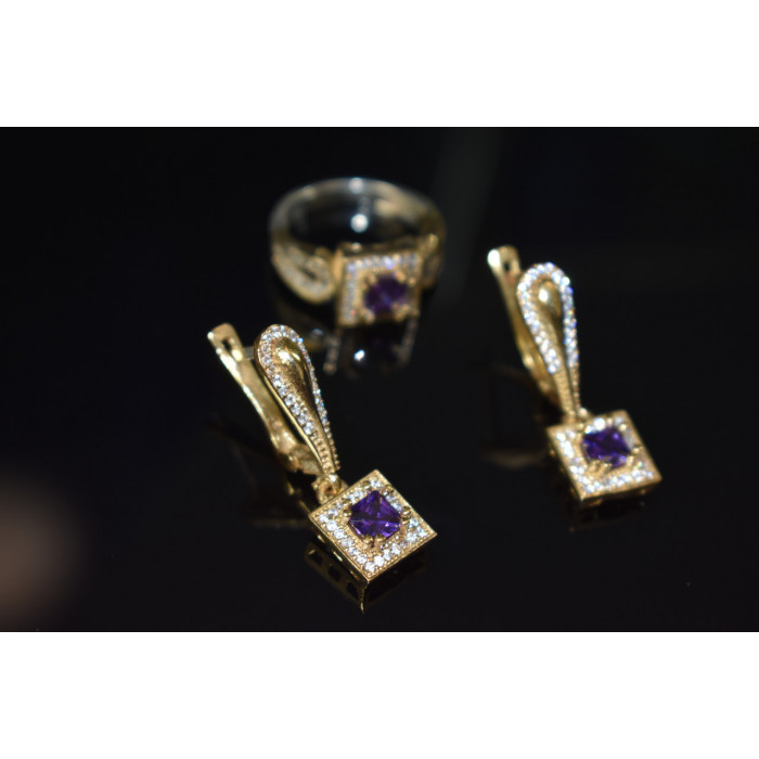 Sky Jewelry Серебряный комплект 925 пробы с камнями Танзанит