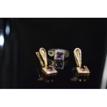 Sky Jewelry Серебряный комплект 925 пробы с камнями Танзанит