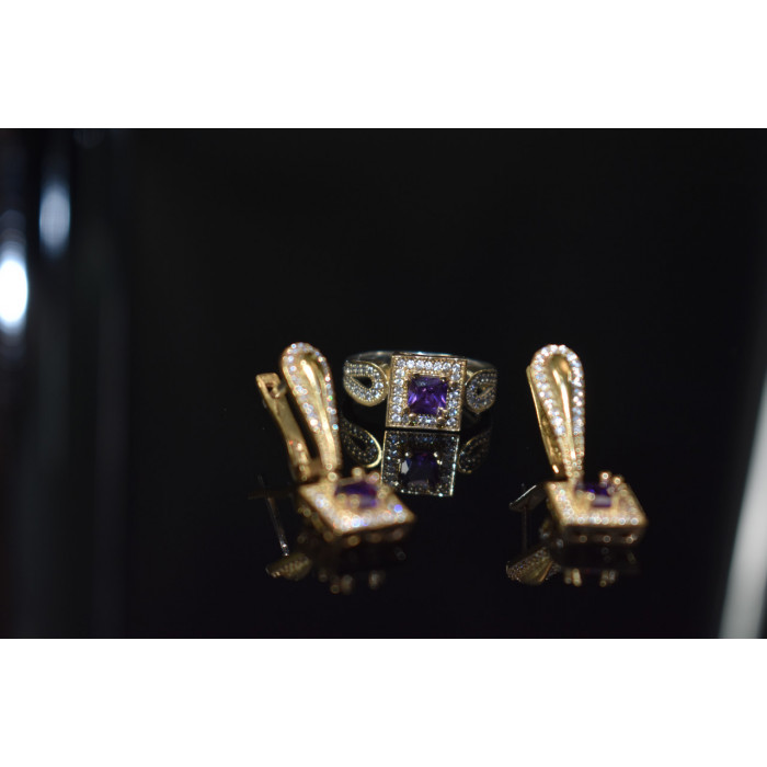 Sky Jewelry Серебряный комплект 925 пробы с камнями Танзанит