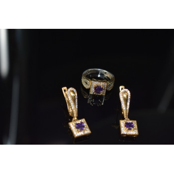 Sky Jewelry Серебряный комплект 925 пробы с камнями Танзанит