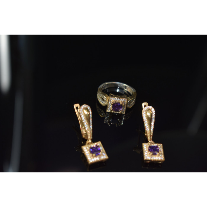 Sky Jewelry Серебряный комплект 925 пробы с камнями Танзанит