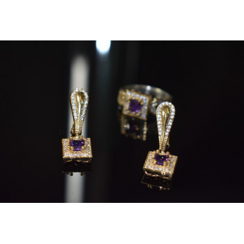 Sky Jewelry Серебряный комплект 925 пробы с камнями Танзанит