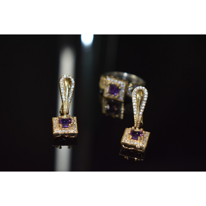 Sky Jewelry Серебряный комплект 925 пробы с камнями Танзанит