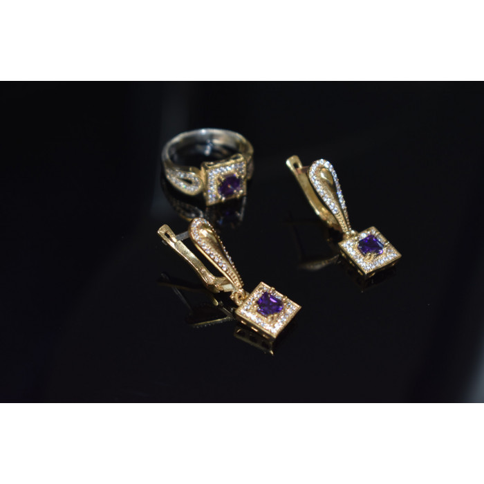 Sky Jewelry Серебряный комплект 925 пробы с камнями Танзанит