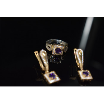 Sky Jewelry Серебряный комплект 925 пробы с камнями Танзанит