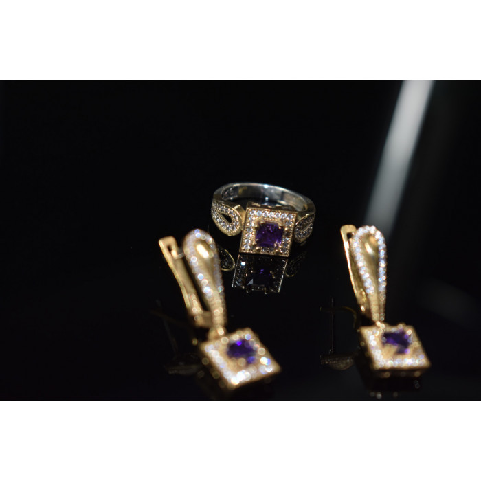 Sky Jewelry Серебряный комплект 925 пробы с камнями Танзанит