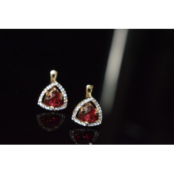 Sky Jewelry Серебряные серьги 925 пробы с Красным камнем Алпанит