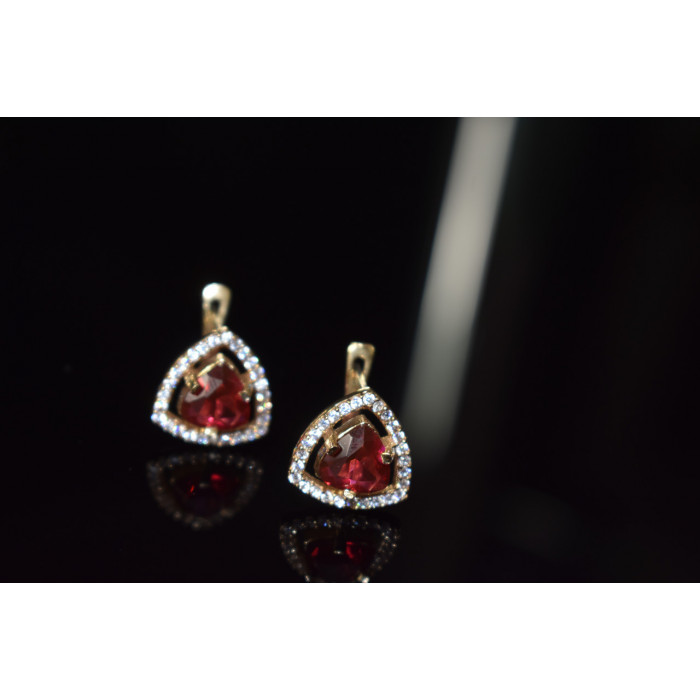 Sky Jewelry Серебряные серьги 925 пробы с Красным камнем Алпанит