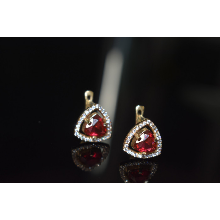 Sky Jewelry Серебряные серьги 925 пробы с Красным камнем Алпанит