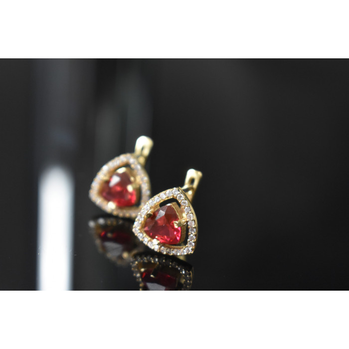 Sky Jewelry Серебряные серьги 925 пробы с Красным камнем Алпанит