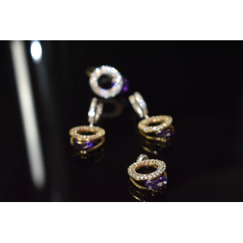 Sky Jewelry Серебряный комплект с Фиолетовым камнем Алпанит
