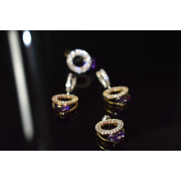 Sky Jewelry Серебряный комплект с Фиолетовым камнем Алпанит