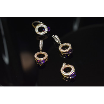 Sky Jewelry Серебряный комплект с Фиолетовым камнем Алпанит