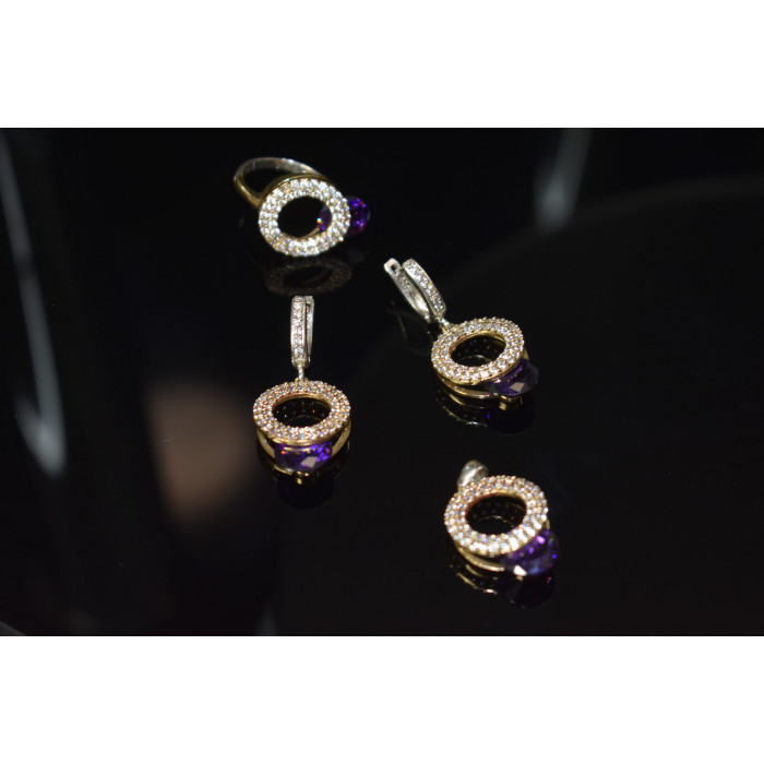 Sky Jewelry Серебряный комплект с Фиолетовым камнем Алпанит