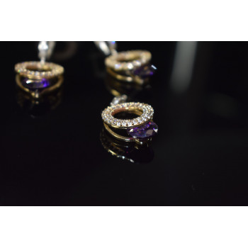 Sky Jewelry Серебряный комплект с Фиолетовым камнем Алпанит