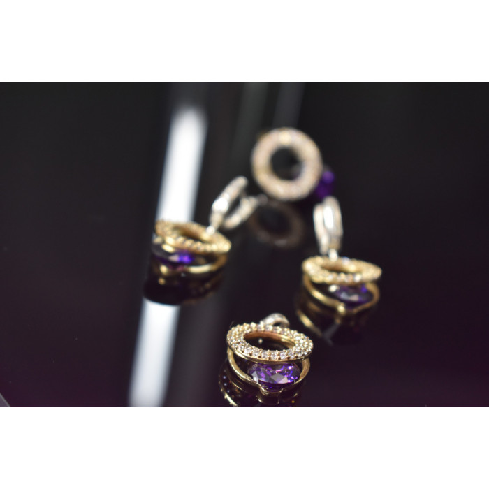 Sky Jewelry Серебряный комплект с Фиолетовым камнем Алпанит