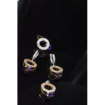 Sky Jewelry Серебряный комплект с Фиолетовым камнем Алпанит