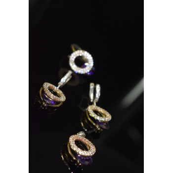 Sky Jewelry Серебряный комплект с Фиолетовым камнем Алпанит