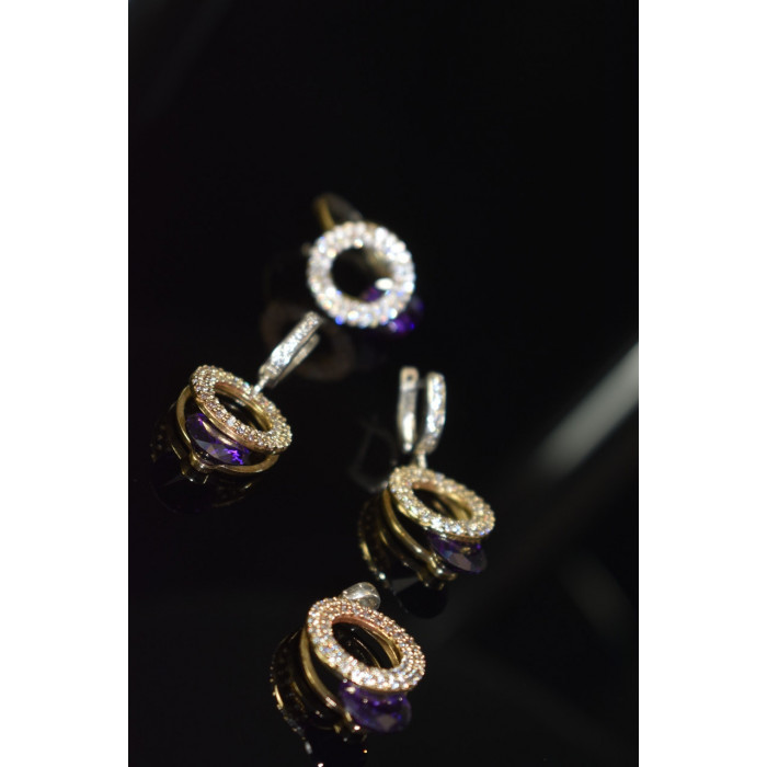 Sky Jewelry Серебряный комплект с Фиолетовым камнем Алпанит