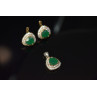 Sky Jewelry Серебряный набор с зеленым камнем Алпанит