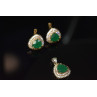 Sky Jewelry Серебряный набор с зеленым камнем Алпанит