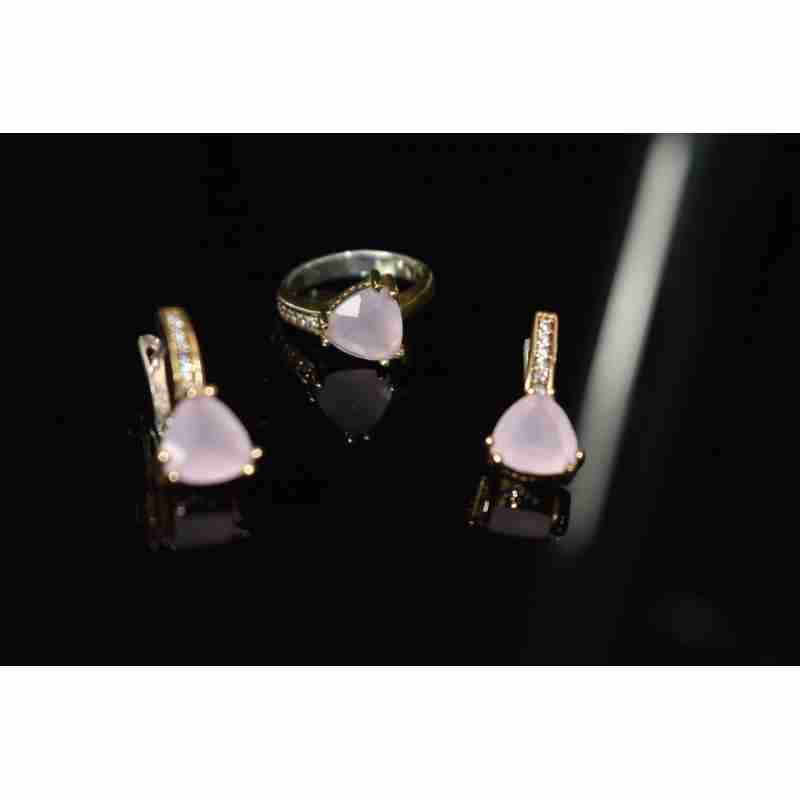 Sky Jewelry Серебряный комплект с нежно-розовым камнем Алпанит