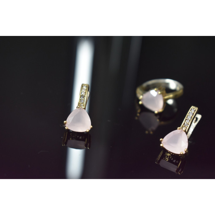 Sky Jewelry Серебряный комплект с нежно-розовым камнем Алпанит