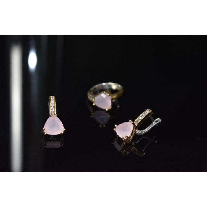 Sky Jewelry Серебряный комплект с нежно-розовым камнем Алпанит