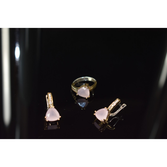 Sky Jewelry Серебряный комплект с нежно-розовым камнем Алпанит