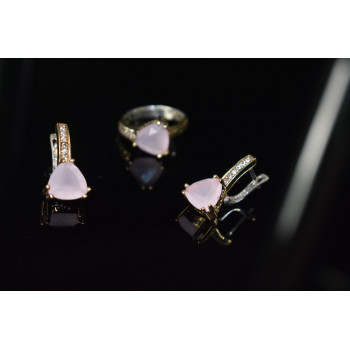Sky Jewelry Серебряный комплект с нежно-розовым камнем Алпанит