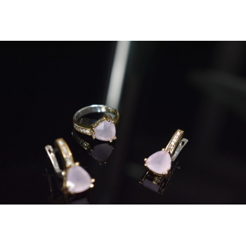 Sky Jewelry Серебряный комплект с нежно-розовым камнем Алпанит