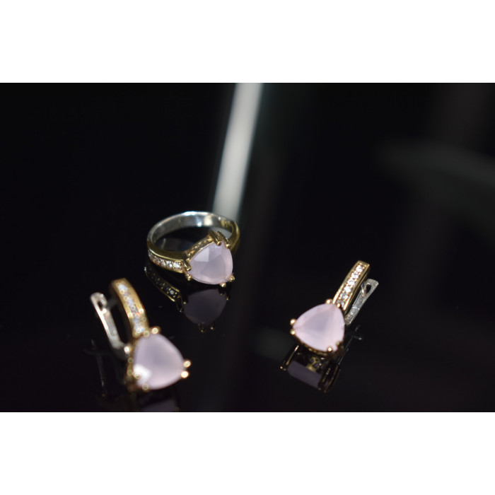 Sky Jewelry Серебряный комплект с нежно-розовым камнем Алпанит