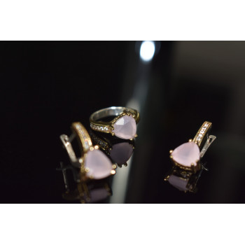 Sky Jewelry Серебряный комплект с нежно-розовым камнем Алпанит