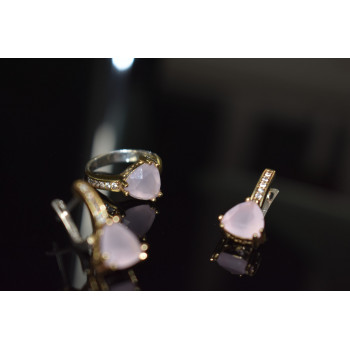 Sky Jewelry Серебряный комплект с нежно-розовым камнем Алпанит