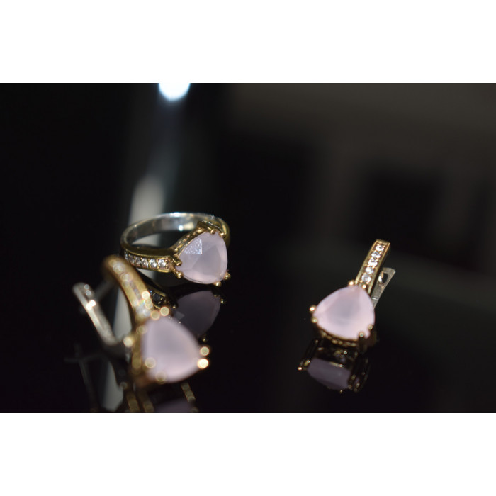 Sky Jewelry Серебряный комплект с нежно-розовым камнем Алпанит