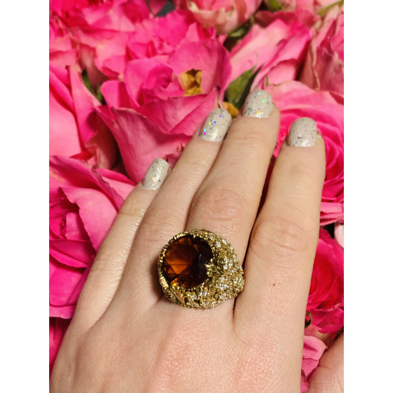 Sky Jewelry Серебряное кольцо с оранжевым камнем Алпанит 925 проба