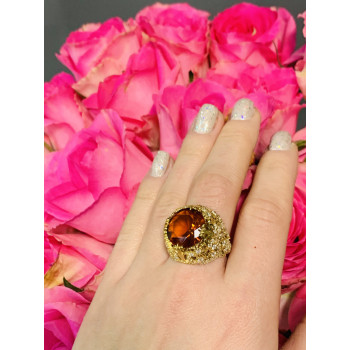 Sky Jewelry Серебряное кольцо с оранжевым камнем Алпанит 925 проба