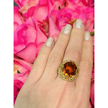 Sky Jewelry Серебряное кольцо с оранжевым камнем Алпанит 925 проба