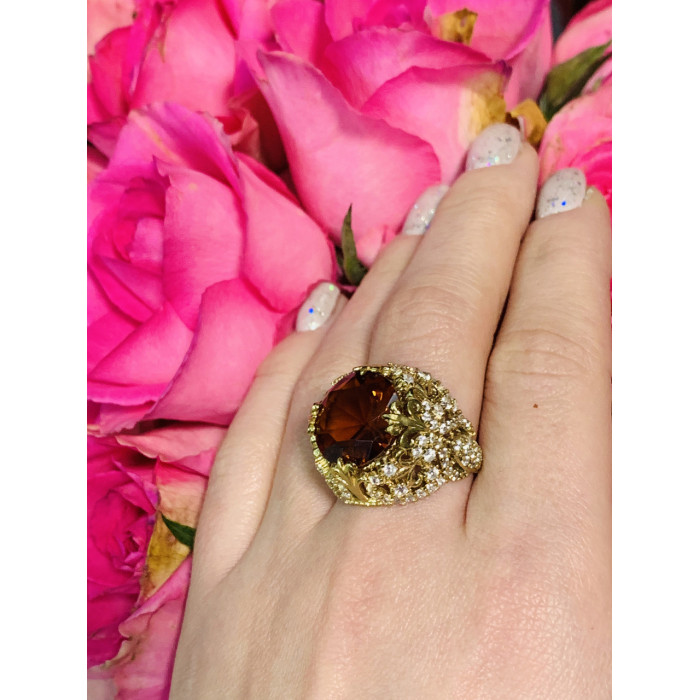 Sky Jewelry Серебряное кольцо с оранжевым камнем Алпанит 925 проба