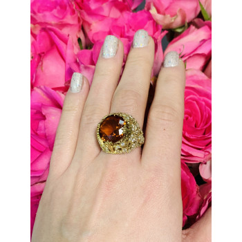 Sky Jewelry Серебряное кольцо с оранжевым камнем Алпанит 925 проба