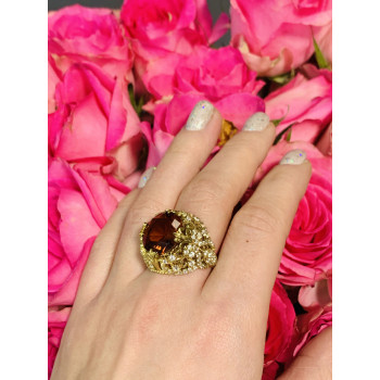 Sky Jewelry Серебряное кольцо с оранжевым камнем Алпанит 925 проба