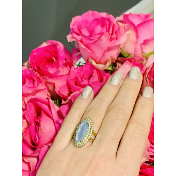 Sky Jewelry Серебряное кольцо 925 пробы с нежно-голубым камнем Алпанит