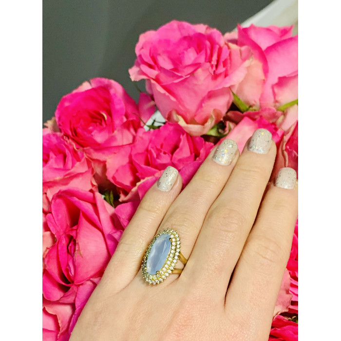 Sky Jewelry Серебряное кольцо 925 пробы с нежно-голубым камнем Алпанит