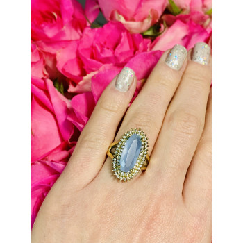 Sky Jewelry Серебряное кольцо 925 пробы с нежно-голубым камнем Алпанит